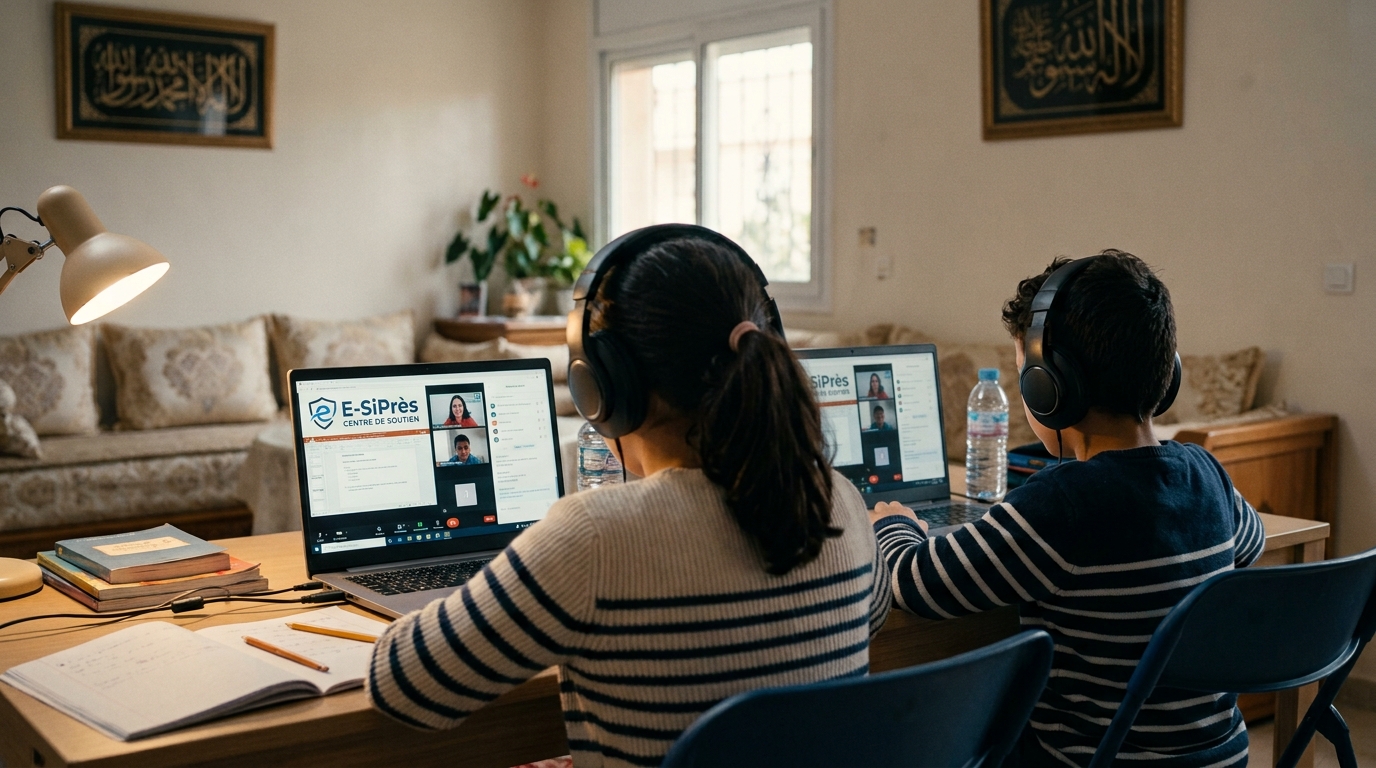 Élèves en cours à domicile